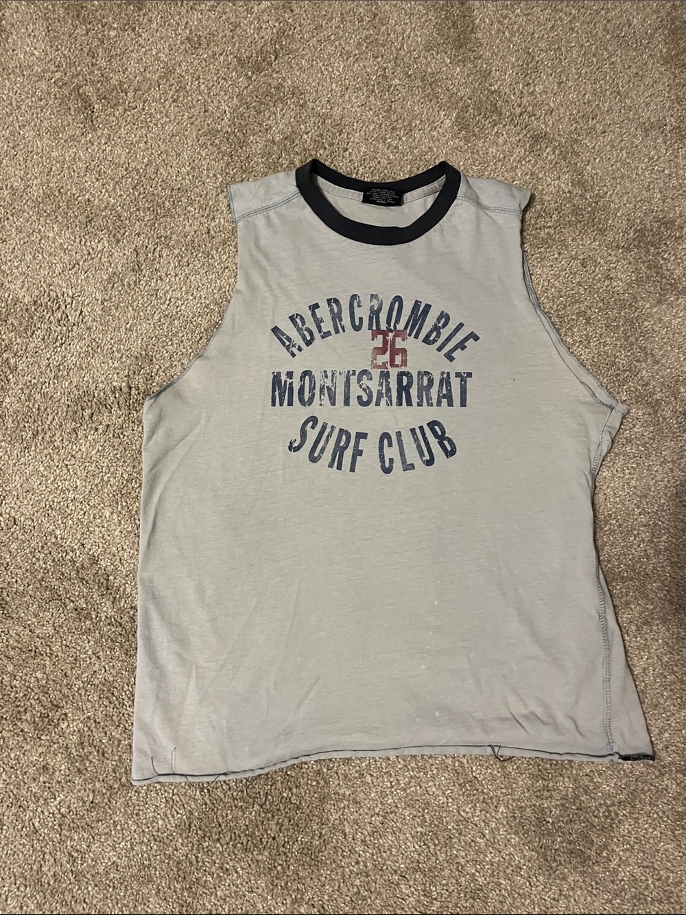Abercrombie & Fitch Light Gray Tee with Navy Trim